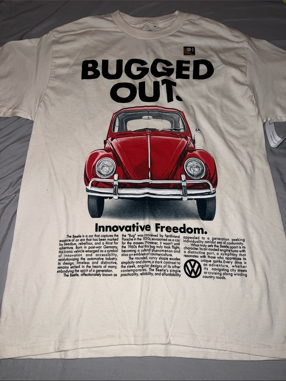 BUGGED OUT. Innovative Freedom Vintage Red Beetle Graphic Tee - Men's